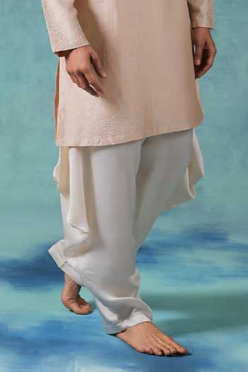 Jorah Men Peach Chanderi, Cotton Satin Mandarin Collar Kurta Set Online at Aza Fashions Jorah Men_Peach Chanderi, Cotton Satin Mandarin Collar Kurta Set _Online_at_Aza_Fashions