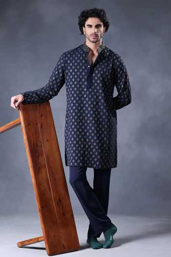 Jorah Men Geometric Motif Kurta & Pant Set 