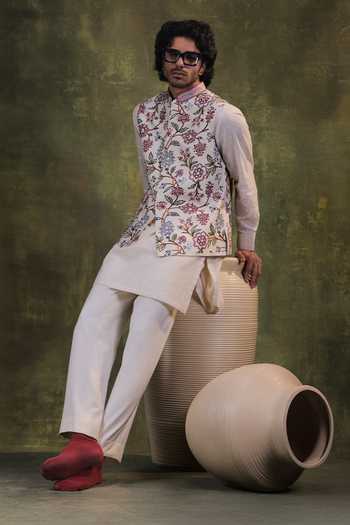 Buy Jorah Men Multi Color Viscose, Dupion, Chanderi, Embroidered Nehru Jacket And Kurta Set Online at Aza Fashions Buy_Jorah Men_Multi Color Viscose, Dupion, Chanderi, Embroidered Nehru Jacket And Kurta Set _Online_at_Aza_Fashions