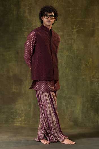 Buy Jorah Men Wine Viscose, Dupion, Chanderi, Silk Pearl Work Nehru Jacket Set Online at Aza Fashions Buy_Jorah Men_Wine Viscose, Dupion, Chanderi, Silk Pearl Work Nehru Jacket Set _Online_at_Aza_Fashions