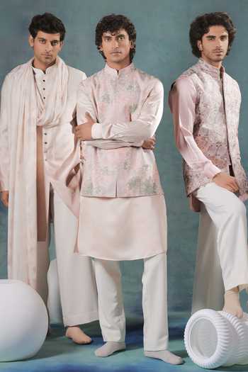 Buy Jorah Men Multi Color Twill Floral Embroidered Nehru Jacket Set Online at Aza Fashions Buy_Jorah Men_Multi Color Twill Floral Embroidered Nehru Jacket Set _Online_at_Aza_Fashions