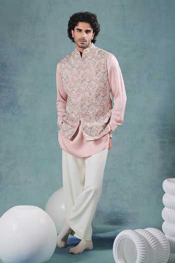 Jorah Men Floral Embroidered Nehru Jacket Set 
