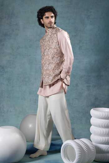Shop Jorah Men Multi Color Twill Floral Embroidered Nehru Jacket Set Online at Aza Fashions Shop_Jorah Men_Multi Color Twill Floral Embroidered Nehru Jacket Set _Online_at_Aza_Fashions