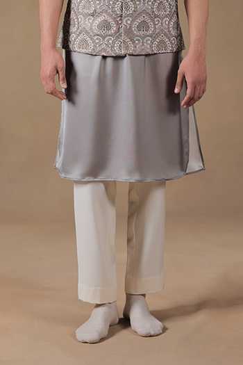 Buy Jorah Men Grey Twill, Satin Embroidered Nehru Jacket Set Online at Aza Fashions Buy_Jorah Men_Grey Twill, Satin Embroidered Nehru Jacket Set _Online_at_Aza_Fashions
