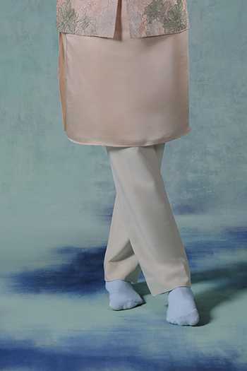 Jorah Men Peach Viscose, Dupion, Cotton Satin, Crepe Abstract Pattern Nehru Jacket Set Online at Aza Fashions Jorah Men_Peach Viscose, Dupion, Cotton Satin, Crepe Abstract Pattern Nehru Jacket Set _Online_at_Aza_Fashions