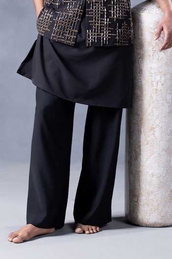 Jorah Men Black Crepe Embroidered Nehru Jacket Set Online at Aza Fashions Jorah Men_Black Crepe Embroidered Nehru Jacket Set _Online_at_Aza_Fashions