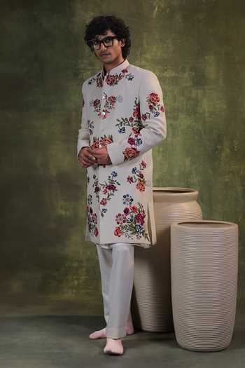 Jorah Men Floral Embroidered Jacket & Kurta Set 