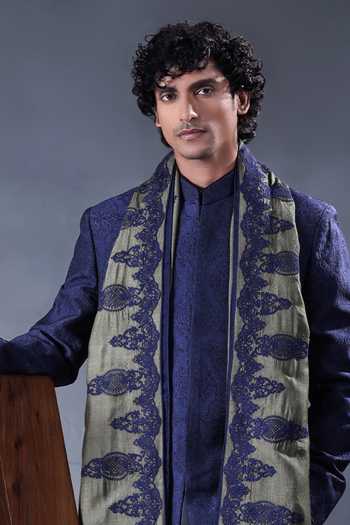 Jorah Men Abstract Embroidered Jacket Set 