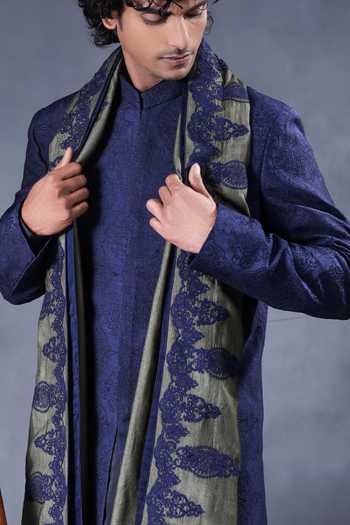 Jorah Men Blue Viscose, Dupion, Satin, Twill, Silk Abstract Embroidered Jacket Set Online at Aza Fashions Jorah Men_Blue Viscose, Dupion, Satin, Twill, Silk Abstract Embroidered Jacket Set _Online_at_Aza_Fashions