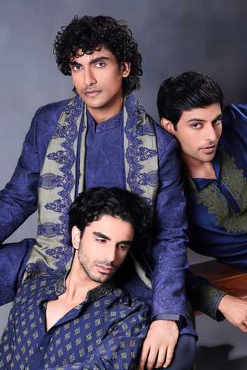 Buy Jorah Men Blue Viscose, Dupion, Satin, Twill, Silk Abstract Embroidered Jacket Set Online at Aza Fashions Buy_Jorah Men_Blue Viscose, Dupion, Satin, Twill, Silk Abstract Embroidered Jacket Set _Online_at_Aza_Fashions