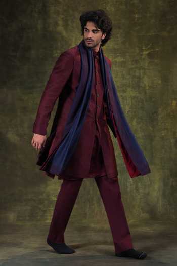 Buy Jorah Men Wine Viscose, Dupion, Satin, Cotton, Silk Embroidered Jacket And Kurta Set Online at Aza Fashions Buy_Jorah Men_Wine Viscose, Dupion, Satin, Cotton, Silk Embroidered Jacket And Kurta Set _Online_at_Aza_Fashions