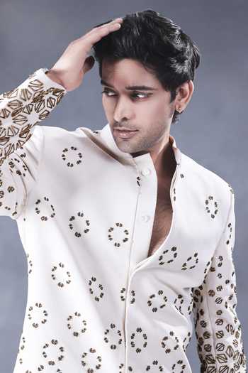 Buy Jorah Men Ivory Crepe Hand Embroidered Jacket Set Online at Aza Fashions Buy_Jorah Men_Ivory Crepe Hand Embroidered Jacket Set _Online_at_Aza_Fashions