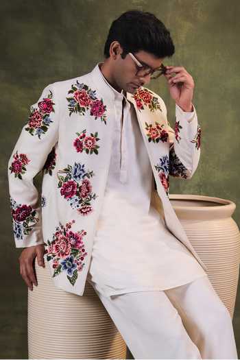 Buy Jorah Men Ivory Viscose, Dupion, Satin, Twill, Crepe Embroidered Jacket And Kurta Set Online at Aza Fashions Buy_Jorah Men_Ivory Viscose, Dupion, Satin, Twill, Crepe Embroidered Jacket And Kurta Set _Online_at_Aza_Fashions
