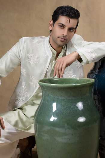Jorah Men Ivory Organza, Chanderi, Twill Embroidered Jacket And Kurta Set at Aza Fashions Jorah Men_Ivory Organza, Chanderi, Twill Embroidered Jacket And Kurta Set _at_Aza_Fashions