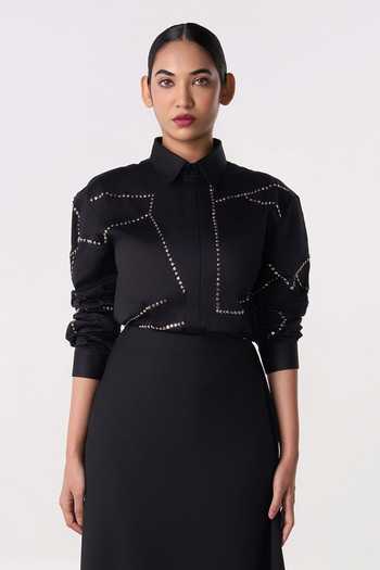 Line Out Line Bolt Outline Embroidered Shirt 