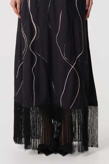 Shop_Line Out Line_Black Chanderi High Neck Maverick Drift Dress _Online_at_Aza_Fashions