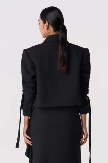 Line Out Line Studded Grid Cropped Jacket 