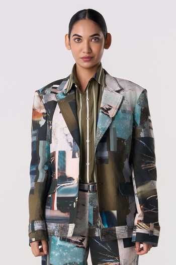 Line Out Line Manifesto Printed Blazer 