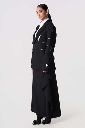 Line Out Line_Black Suiting Prism Blazer _Online_at_Aza_Fashions