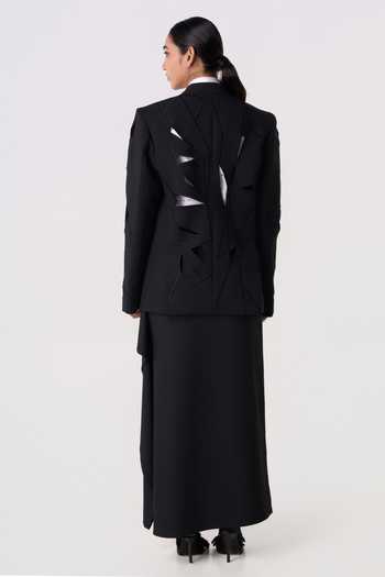 Buy_Line Out Line_Black Suiting Prism Blazer _Online_at_Aza_Fashions