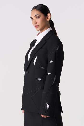 Line Out Line_Black Suiting Prism Blazer _at_Aza_Fashions