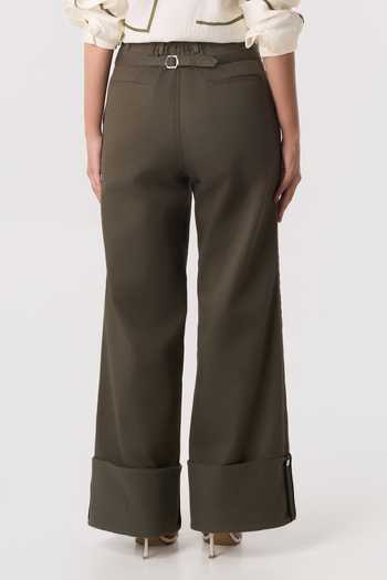 Buy_Line Out Line_Olive Green Twill Mosaic Belt Cuffed Pant 