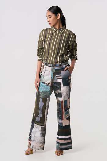 Line Out Line_Olive Green Canvas Manifesto Pant _at_Aza_Fashions
