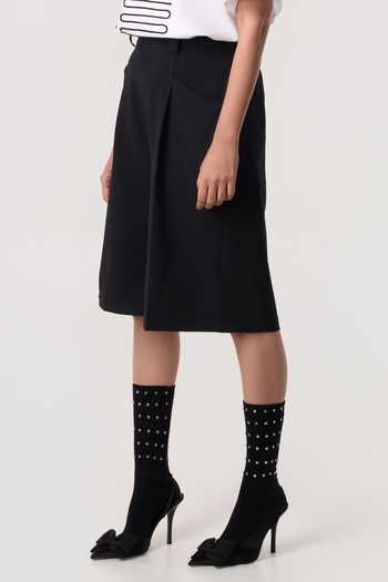Buy_Line Out Line_Black Suiting Axis Pleat Wide Shorts _Online_at_Aza_Fashions