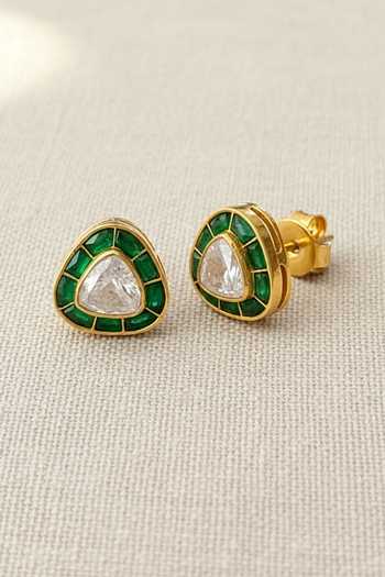 Buy Sica Jewellery Gold Plated Moissanite Polki Shivani Earrings Online at Aza Fashions Buy_Sica Jewellery_Gold Plated Moissanite Polki Shivani Earrings _Online_at_Aza_Fashions