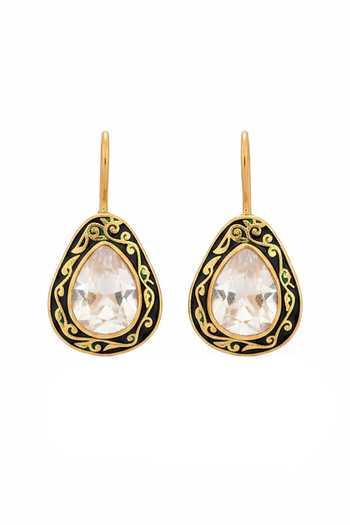 Sica Jewellery Green Moissanite Polki Delta Earrings Online at Aza Fashions Sica Jewellery_Green Moissanite Polki Delta Earrings _Online_at_Aza_Fashions