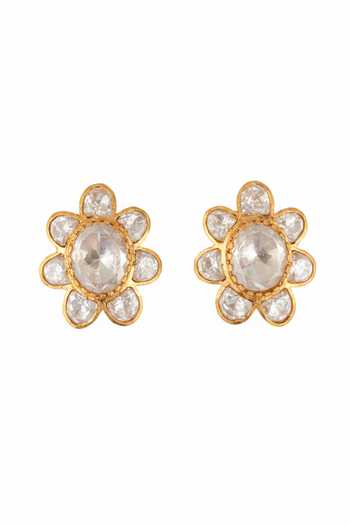 Sica Jewellery Yellow Moissanite Polki Dhaaga Earrings Online at Aza Fashions Sica Jewellery_Yellow Moissanite Polki Dhaaga Earrings _Online_at_Aza_Fashions
