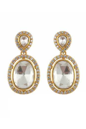 Buy Sica Jewellery Gold Plated Moissanite Polki Saavan Earrings Online at Aza Fashions Buy_Sica Jewellery_Gold Plated Moissanite Polki Saavan Earrings _Online_at_Aza_Fashions