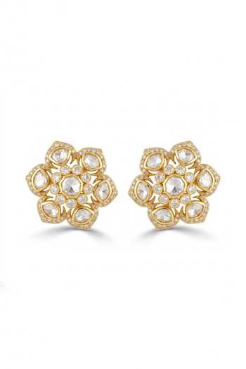 Sica Jewellery Yellow Moissanite Polki Shri Earrings Online at Aza Fashions Sica Jewellery_Yellow Moissanite Polki Shri Earrings _Online_at_Aza_Fashions