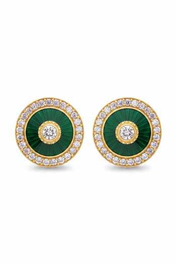 Buy Sica Jewellery Green Moissanite Polki Mor Earrings Online at Aza Fashions Buy_Sica Jewellery_Green Moissanite Polki Mor Earrings _Online_at_Aza_Fashions