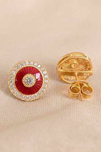 Buy Sica Jewellery Red Moissanite Polki Lasya Earrings Online at Aza Fashions Buy_Sica Jewellery_Red Moissanite Polki Lasya Earrings _Online_at_Aza_Fashions