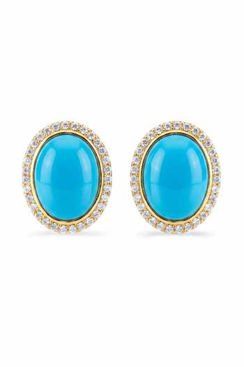 Sica Jewellery_Blue Crystal Embellished Stud Earrings _Online_at_Aza_Fashions