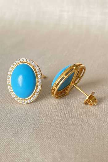 Buy_Sica Jewellery_Blue Crystal Embellished Stud Earrings _Online_at_Aza_Fashions