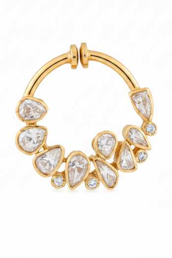 Sica Jewellery Yellow Moissanite Polki Hariyali Septum Nosering Online at Aza Fashions Sica Jewellery_Yellow Moissanite Polki Hariyali Septum Nosering _Online_at_Aza_Fashions