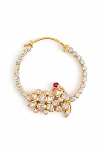 Sica Jewellery White Moissanite Polki Neemrana Nosering Online at Aza Fashions Sica Jewellery_White Moissanite Polki Neemrana Nosering _Online_at_Aza_Fashions