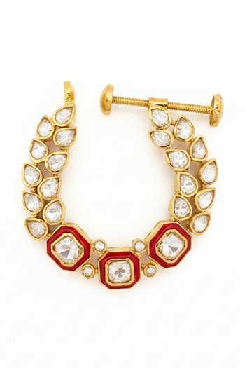 Sica Jewellery Gold Plated Moissanite Polki Dulhan Nosering Online at Aza Fashions Sica Jewellery_Gold Plated Moissanite Polki Dulhan Nosering _Online_at_Aza_Fashions