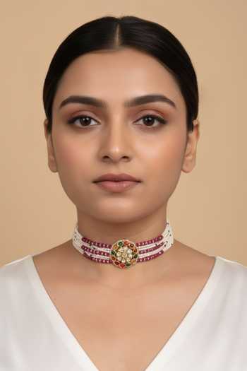 Sica Jewellery Moissanite Polki Navratna Choker 