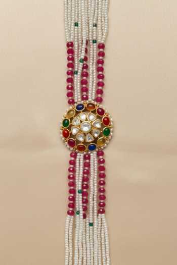 Shop Sica Jewellery Red Moissanite Polki Navratna Choker Online at Aza Fashions Shop_Sica Jewellery_Red Moissanite Polki Navratna Choker _Online_at_Aza_Fashions