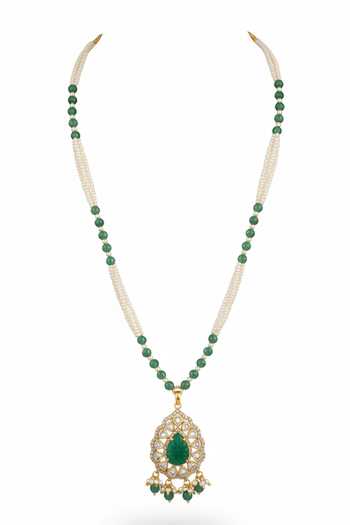 Sica Jewellery Green Moissanite Polki Mayur Necklace Online at Aza Fashions Sica Jewellery_Green Moissanite Polki Mayur Necklace _Online_at_Aza_Fashions