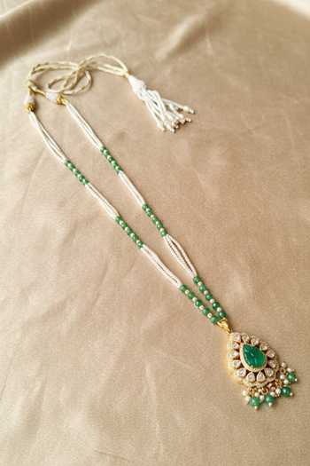 Sica Jewellery Green Moissanite Polki Mayur Necklace at Aza Fashions Sica Jewellery_Green Moissanite Polki Mayur Necklace _at_Aza_Fashions