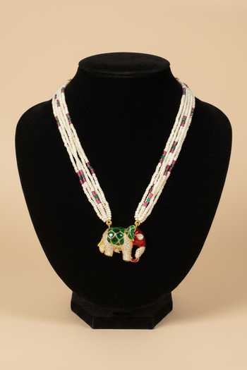 Sica Jewellery Moissanite Polki Elephant Necklace 