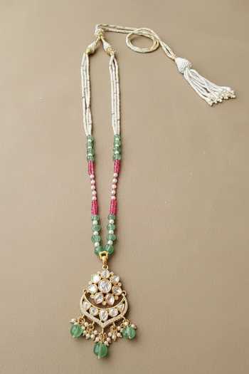 Sica Jewellery Green Moissanite Polki Charvi Necklace Online at Aza Fashions Sica Jewellery_Green Moissanite Polki Charvi Necklace _Online_at_Aza_Fashions