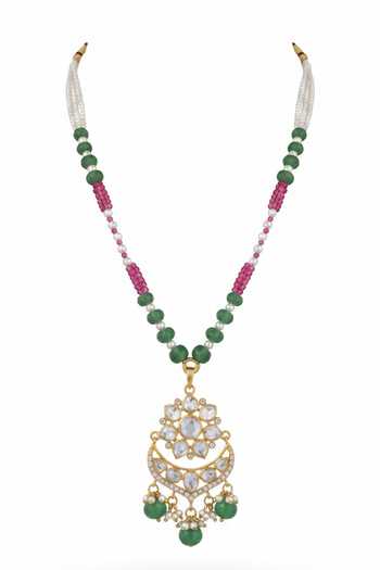 Buy Sica Jewellery Green Moissanite Polki Charvi Necklace Online at Aza Fashions Buy_Sica Jewellery_Green Moissanite Polki Charvi Necklace _Online_at_Aza_Fashions