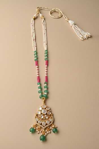 Sica Jewellery Green Moissanite Polki Charvi Necklace at Aza Fashions Sica Jewellery_Green Moissanite Polki Charvi Necklace _at_Aza_Fashions
