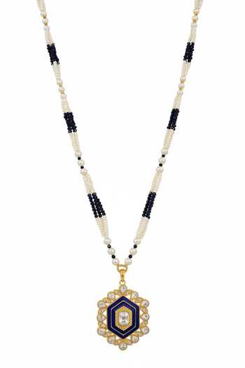 Sica Jewellery Blue Moissanite Polki Prana Necklace Online at Aza Fashions Sica Jewellery_Blue Moissanite Polki Prana Necklace _Online_at_Aza_Fashions