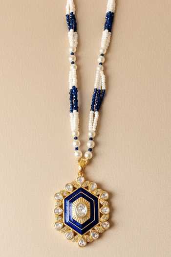 Buy Sica Jewellery Blue Moissanite Polki Prana Necklace Online at Aza Fashions Buy_Sica Jewellery_Blue Moissanite Polki Prana Necklace _Online_at_Aza_Fashions